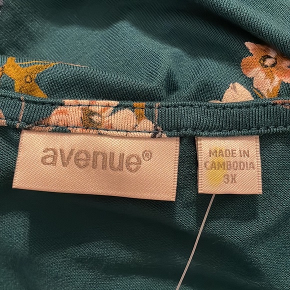 Avenue Knitted Floral Teal Tank 3-Button Sleeveless 3X - Picture 7 of 9